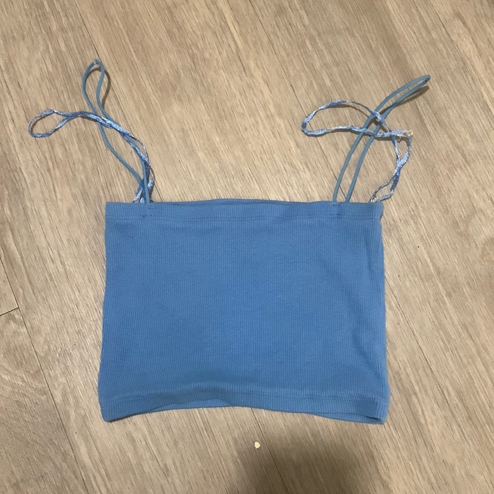 BLUE ZARA TUBE TOP CROP TOP